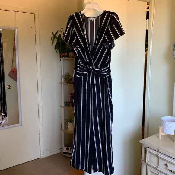 Striped waist detail full length romper - Picture 3 of 4